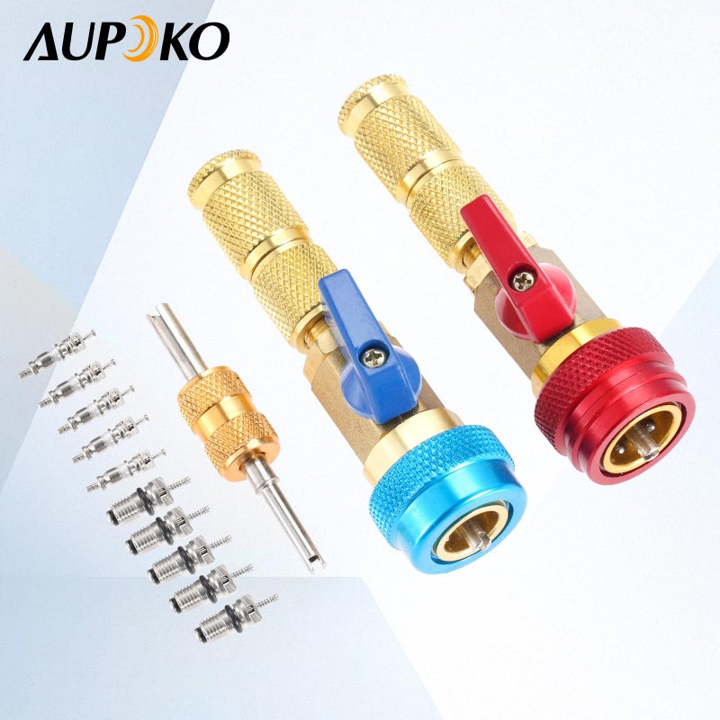 Aupoko R134A Valve Core Quick Remover Installer, High Low Pressure Valve Core Remover Tools Kit for R13A Refrigerant Air Conditioner System - Image 3